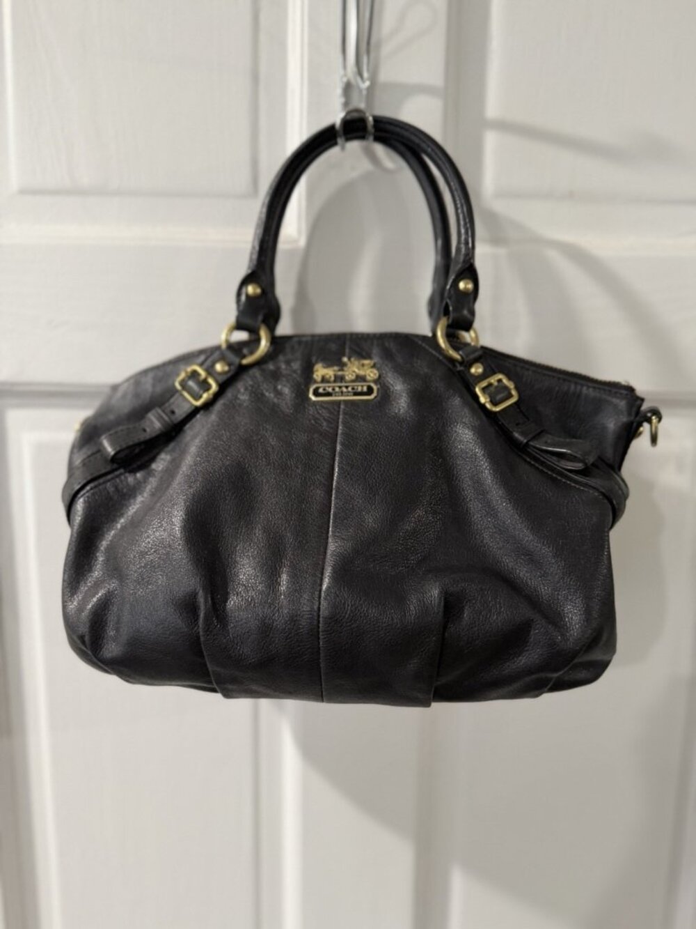 COACH BLACK LEATHER SOPHIA SATCHEL - Picture 4 of 11